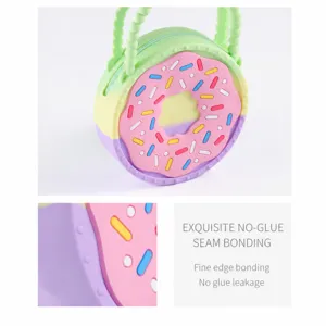 Süße Silikon Donut Münztasche und Umhängetasche für Kinder mit bunten Streifen, modisch.