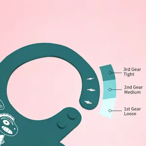Waterproof silicone baby bib with adjustable three-gear buttons for infants and toddlers.