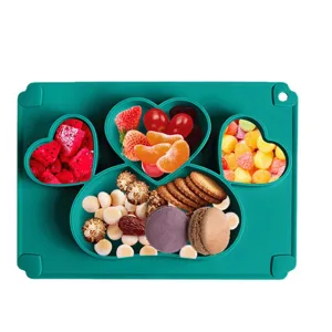 Mignonne assiette repas divisée en silicone pour enfant forme patte vaisselle bébé design