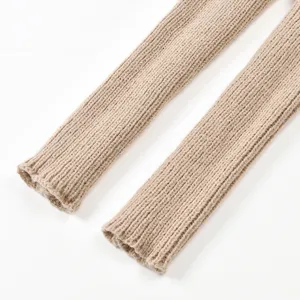 Knitwear sleeve detail close up, showing soft ribbed texture for autumn winter style.