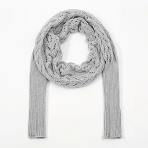 Grey knit sleeve scarf winter women hollow out shawl wrap casual long sleeve neck warmer