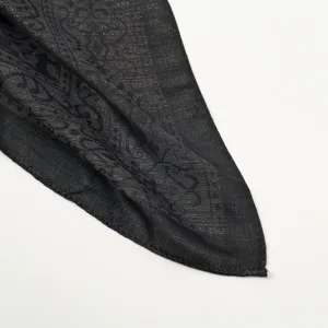 Black paisley printed square headscarf, thin breathable polyester vintage stylish neck scarf.