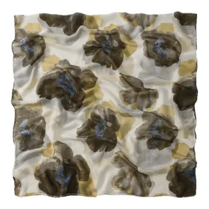 Vintage Monet style floral print square scarf lightweight summer beach shawl for women.