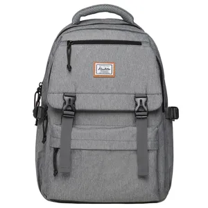 Grey casual backpack travel laptop school bag for men outdoor hiking durable multi-pocket rucksack