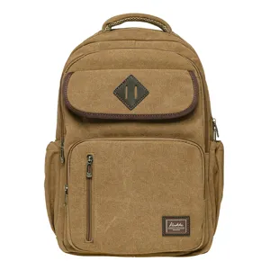 Retro canvas casual backpack for men and women, stylish travel school bag with multi pockets.