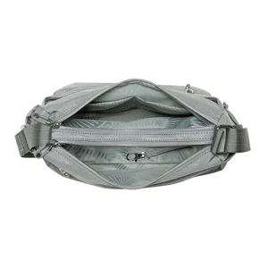 Grey casual women's shoulder bag with multi compartments for daily commute and crossbody use