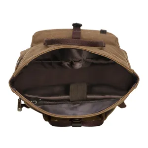 Vintage canvas backpack with large capacity, multi-functional interior for daily travel.