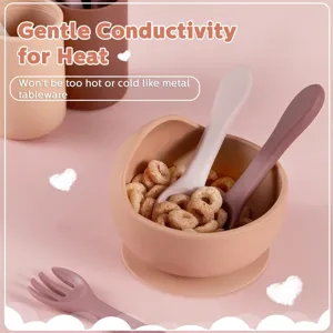 Set ciotola cucchiaio forchetta addestramento silicone neonato stoviglie alimentazione