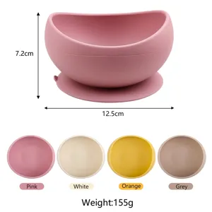 Silicone baby suction bowl with dividers, infant feeding training tableware, 12.5x7.2cm, 155g.