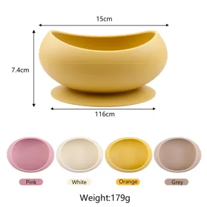 Silicone baby suction bowl training feeding tableware with multi-color options 179g