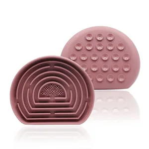 Tapis anti-glouton rose en silicone pour animaux avec ventouses et motif labyrinthe chiens