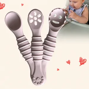 Baby silicone training spoon set, infant feeding soft spoons and teething sticks for baby.
