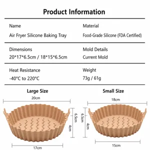 Tapis en Silicone pour Friteuse à Air Antiadhésif Plat de Cuisson Réutilisable Résistant à la Chaleur Rond Accessoire Cuisine
