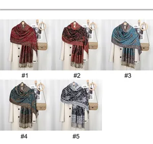 Vintage paisley embroidered fringe scarf bohemian ethnic travel shawl for elegant women winter