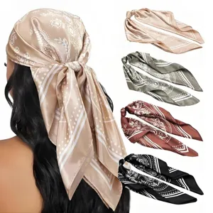 Femmes Satin Paisley Foulard Carré Mode Streetwear Léger Foulard de Cou Bandana Cheveux Foulard Tête Pour Usage Quotidien