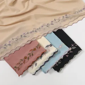 French luxury embroidered lace women scarf shawl thin lightweight headscarf elegant floral drape