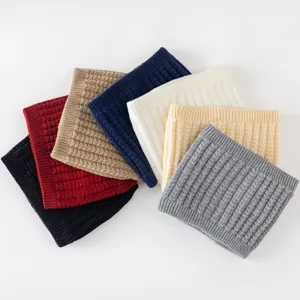 Thickened double-layer knitted neck warmer winter fleece lined cable knit scarf for women men