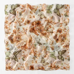 Detailed view of the stylish butterfly floral printed lightweight scarf shawl for daily wear.