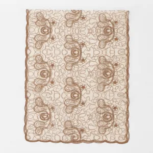 Elegant brown lace embroidery nylon women long scarf hijab hollow shawl summer fashion.