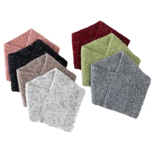 Warm knitted neck warmer for women, thick winter turtleneck collar loop scarf in multi colors