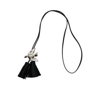 Schwarze Lederkordel verstellbare Vogel Krawatte Halskette Damen Nischen Design Kette