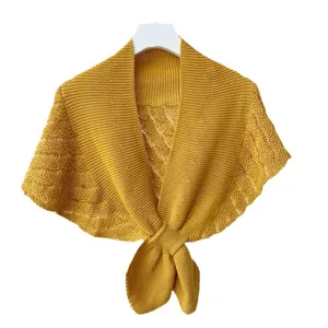 Solid color knitted small shawl stylish cape women autumn winter cardigan sweater top
