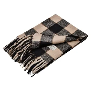 Classic Vintage Plaid Fringe Scarf Winter Warm Soft Tassel Checkered Shawl For Women