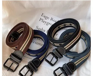 Casual canvas belt for men and women, trendy student jeans accessory, multi-color durable waist strap.