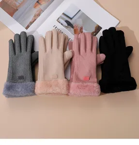 Dames winter warme touchscreen handschoenen dikker winddicht fleece gevoerd pluche manchet