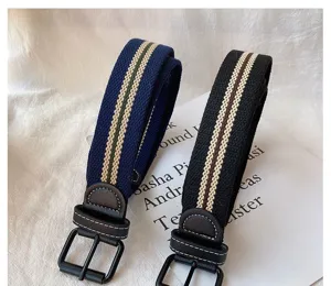 Canvas belt casual fashion men women stylish woven waist strap denim trousers accessory detail