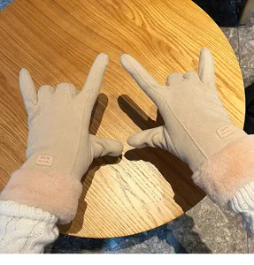 Vrouwen Winter Warm Verdikte Fleece Handschoenen Touchscreen Winddichte Outdoor Zachte Wantten