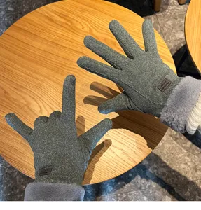 Dames winter warme touchscreen gebreide handschoenen met dikke pluche manchet, winddicht en comfortabel.