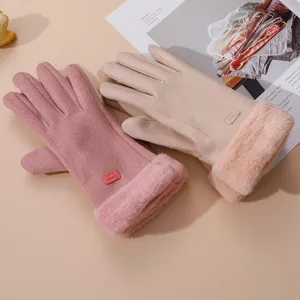 Vrouwen winter warme touchscreen pluche manchet gevoerde handschoenen hoofdafbeelding