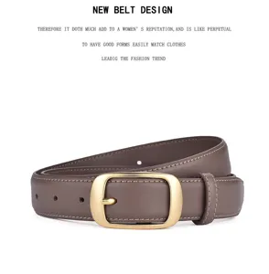 Cintura donna in vera pelle dettaglio, elegante fibbia ad ardiglione dorata e design in pelle bovina.