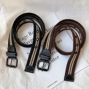 Korean fashion canvas belt casual striped jeans belt unisex trendy design main product view.