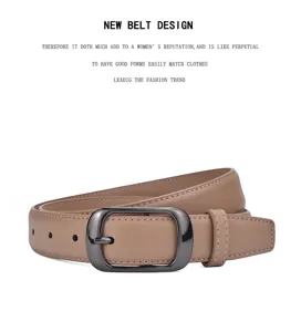 Cintura da donna in pelle con fibbia ad ardiglione, design minimalista elegante per jeans.