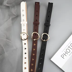 Fashion women heart cutout belt stylish PU leather pin buckle trousers casual belt set