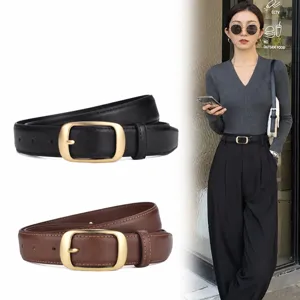 Cintura donna vera pelle semplice fibbia ad ardiglione jeans casual accessorio moda quotidiano