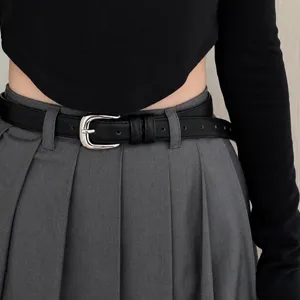 Women Casual PU Leather Belt Minimalist Pin Buckle Waistband Chic Fashion Solid Color Adjustable Dress Belt For Ladies