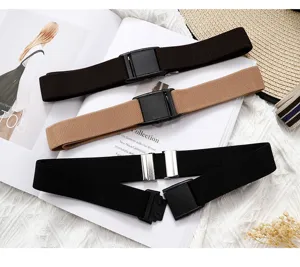 Comfortable stretch elastic waist belt for women, adjustable invisible buckle design.
