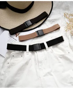 Elastic stretch waist belt for women, adjustable casual jeans trouser belt with buckle.