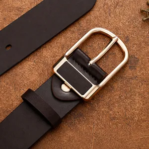 Men's casual leather belt with durable alloy pin buckle stylish jeans waist strap