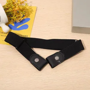 Women invisible elastic waist belt buckle free stretch jeans belt for daily wear style