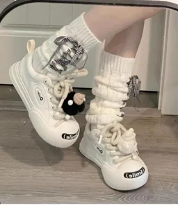 Damen Beinstulpen Stinosocken JK Stil Fruehling Sommer weiss niedlich freizeitsocken