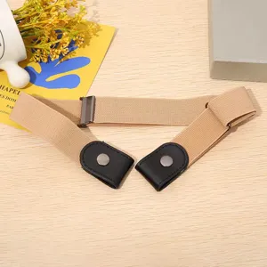 Women elastic buckle free lazy belt invisible stretch waistband for jeans pants casual trousers.
