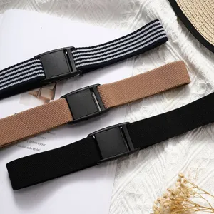 Casual elastic stretch waist belt for men and women with durable buckle adjustable size.