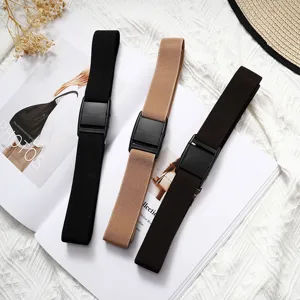 Elastic belt for women men invisible stretch lazy waistband casual jeans belt adjust
