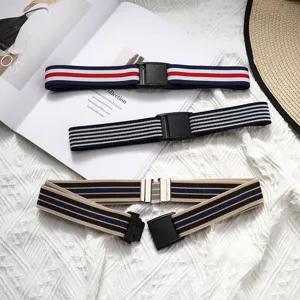 Elastic stretch belt for jeans, adjustable buckle waist strap for men and women daily wear.