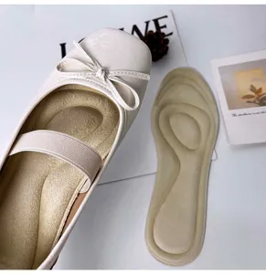 Beige Mary Jane flache Schuhe mit weichen Massageeinlegesohlen und niedlicher Schleife
