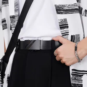 Herren Automatische Schnalle Ledergürtel Business Lässig Rindsleder Taillengurt Metall Ratschengürtel Mode Jugend Hosengürtel